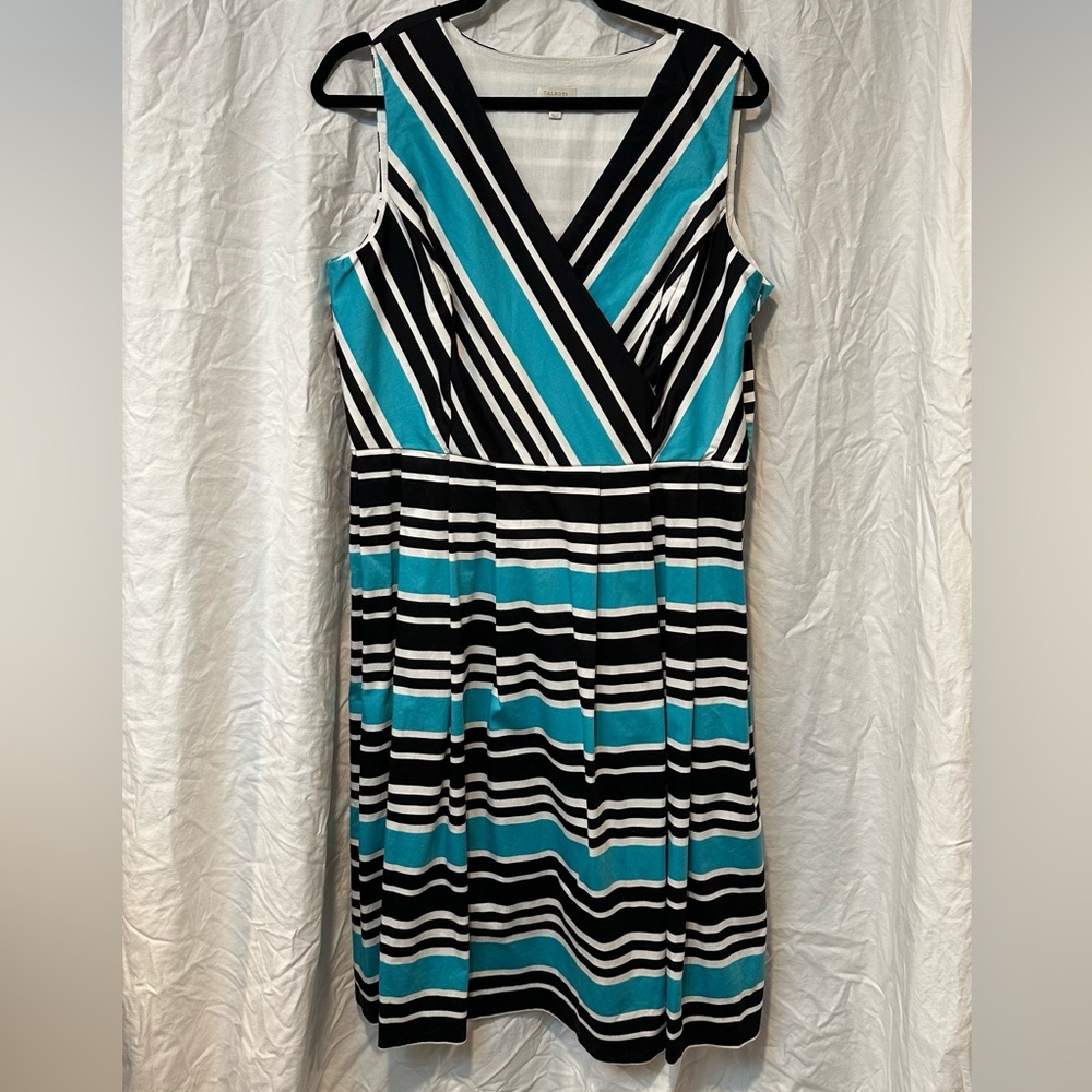 Talbots Black, White, and Blue Striped Dress